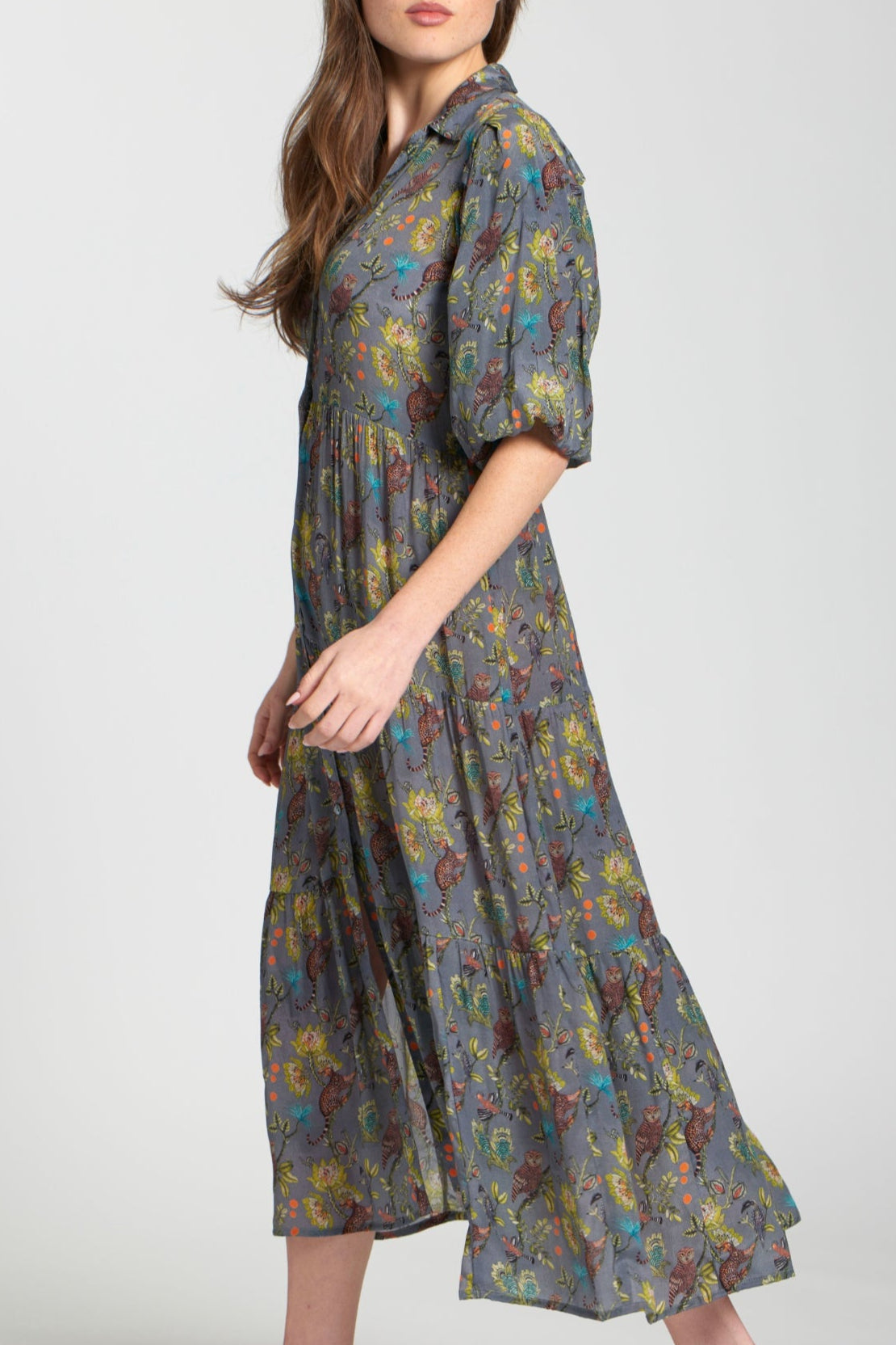 Tiered Dress/ Grey Multi