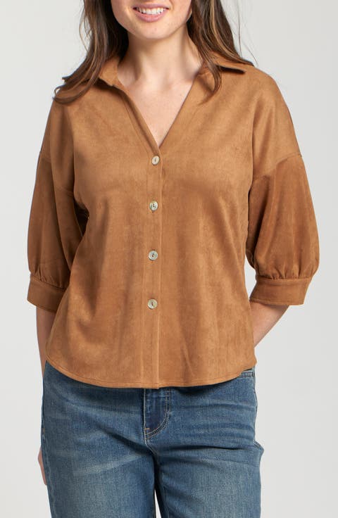 Faux Suede Blouse