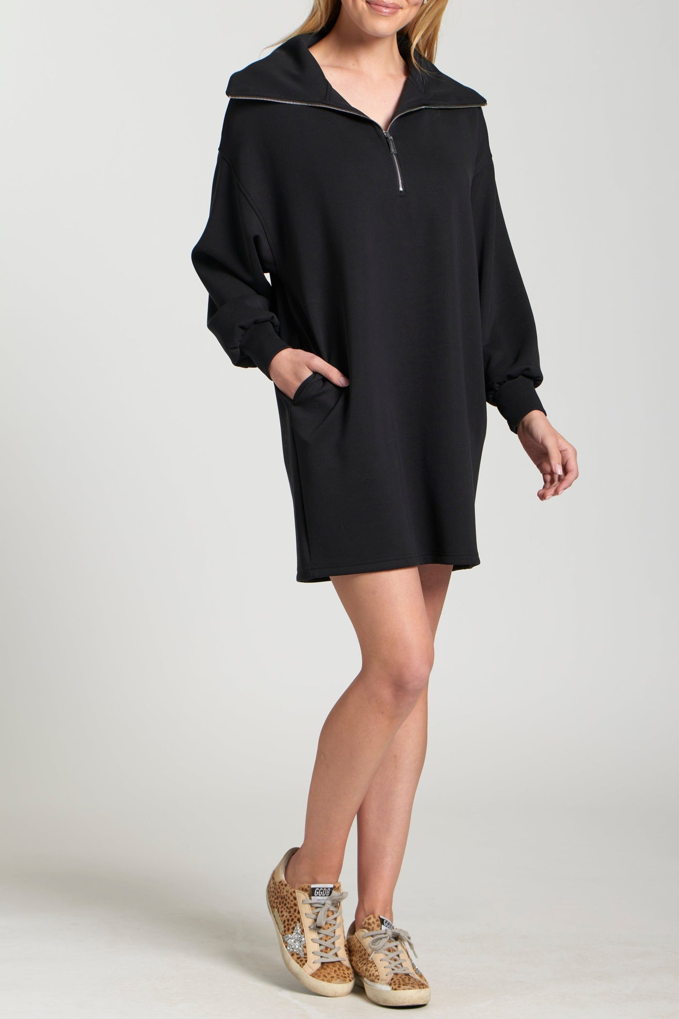 Half Zip Sweatshirt Dress