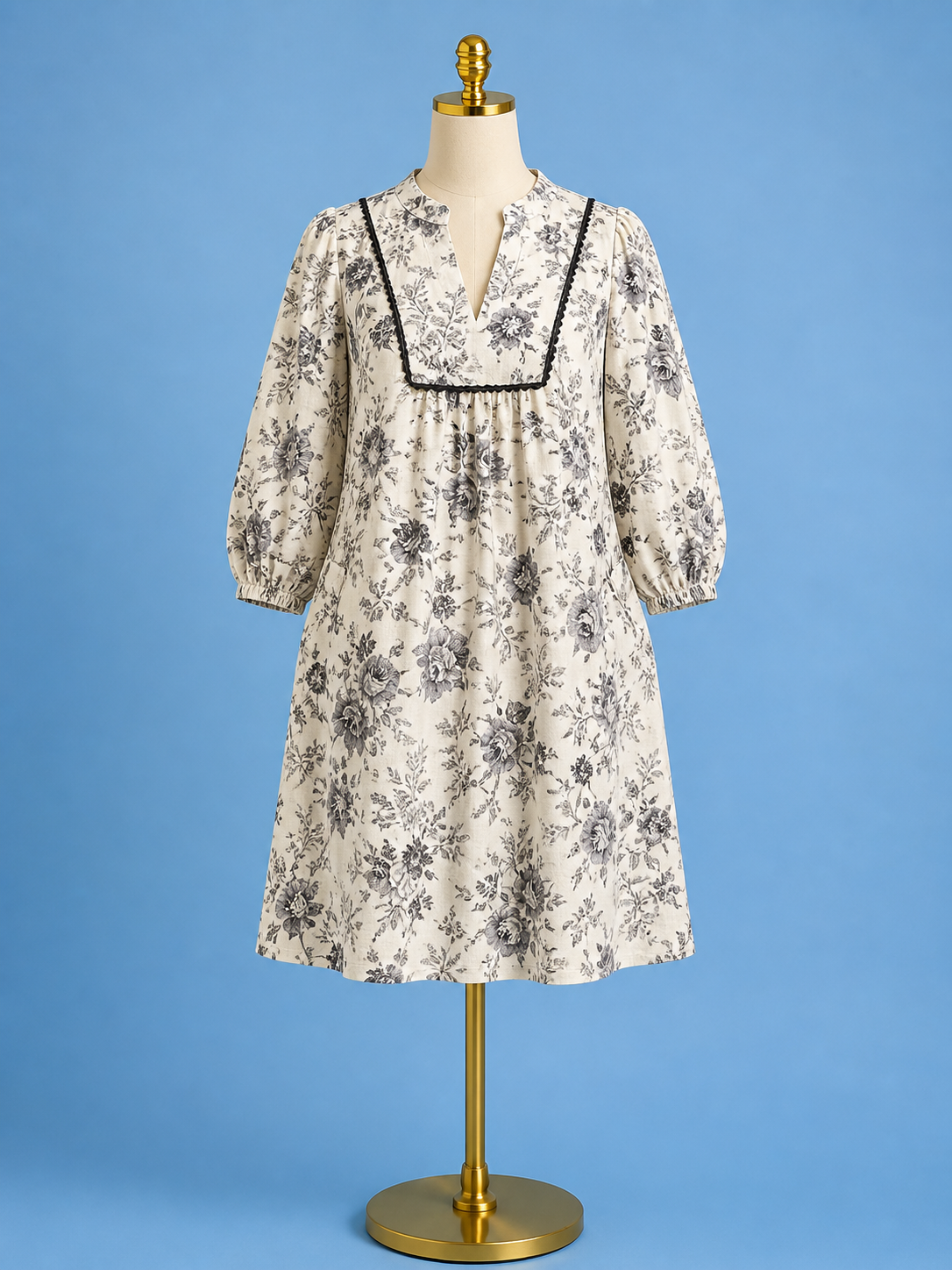Front Yoke Trimmed Dress/ Floral Poetry