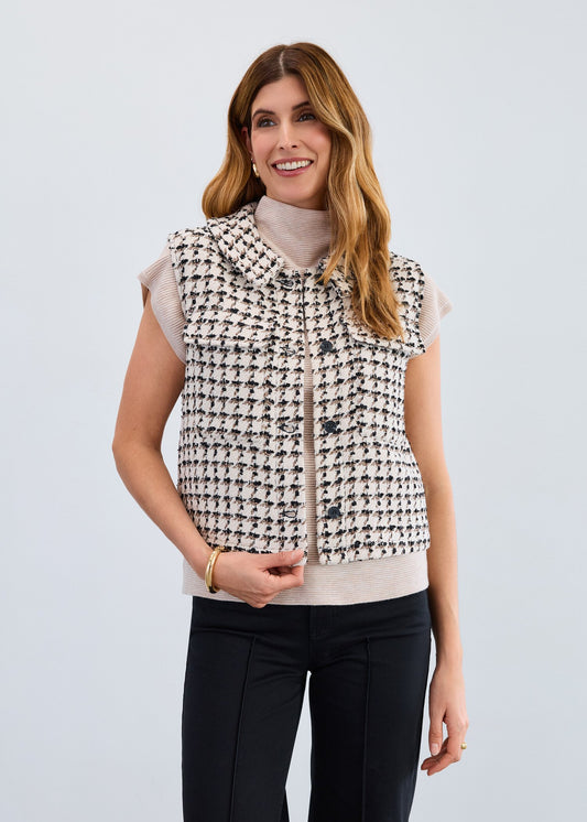 Tweed Vest/ ivory black