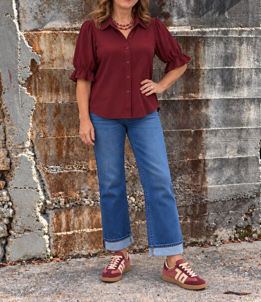Elbow Puff Sleeve / Oxblood