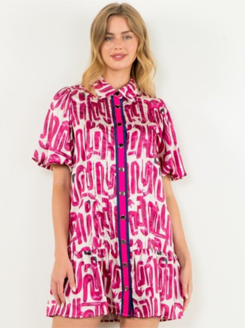 THML Button Up Print Dress