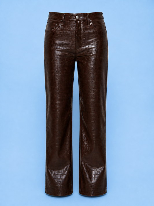 Cassie High Rise straight/ tobacco crocodile
