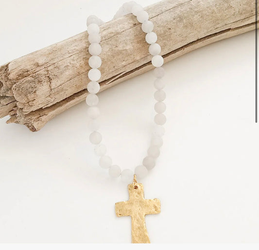 Virtue Hammered Cross Necklace