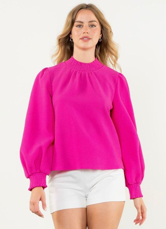 THML Pink Long Sleeve Textured Top