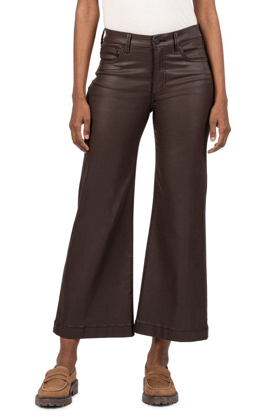 Kut From The Kloth (Chocolate) Meg Fab Ab Coated High Waist Ankle Wide Leg Jeans