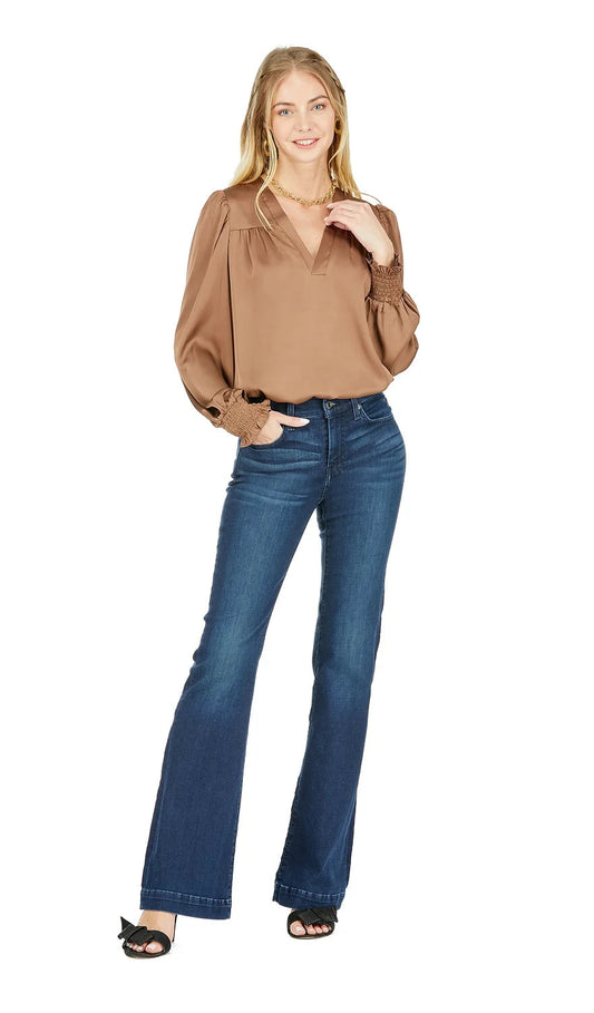 Joy Joy Brown V-Neck Blouse Top