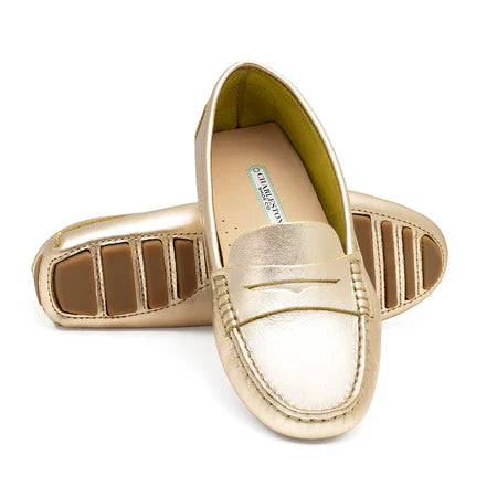 Gold Rio moccasins